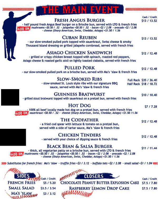 Page 2 of menu, Cooperstown Sports Bar & Grill Cooperstown, NY