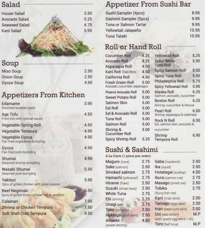 Page 2 of menu, Mt Fuji Sushi & Hibachi Cooperstown, NY