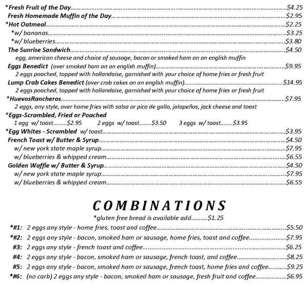 Page 1 of menu, Doubleday Cafe Cooperstown, NY