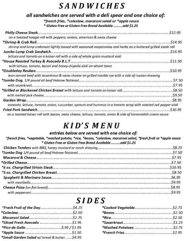 Page 8 of menu, Doubleday Cafe Cooperstown, NY